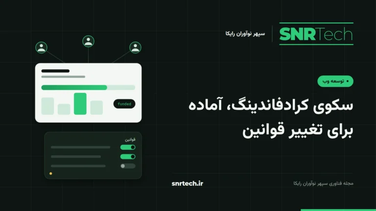تصویر شاخص SNRTech درباره سکوهای تأمین مالی جمعی و قوانین فرابورس: داشبورد جذب سرمایه، سرمایهگذاران و پنل قوانین قابل تنظیم.